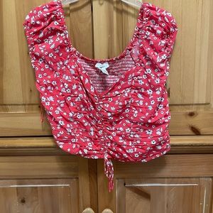 Red floral off the shoulder top